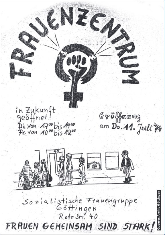 Plakat zur Eröffnung Frauenzentrum in der Roten Straße 1974 (Queeres Archiv Göttingen)